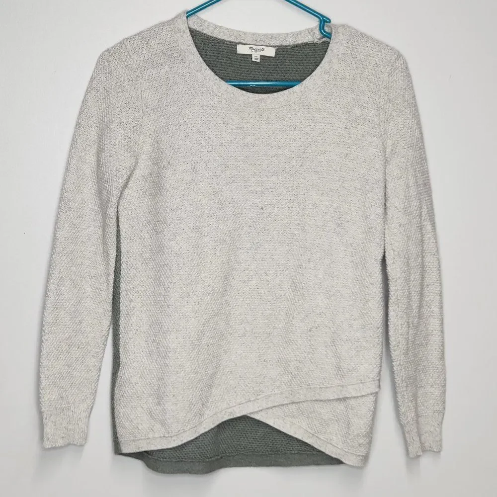 Madewell White and Green Feature Pullover Sweater in Colorblock Size XS